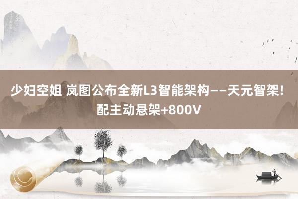 少妇空姐 岚图公布全新L3智能架构——天元智架! 配主动悬架+800V
