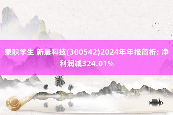 兼职学生 新晨科技(300542)2024年年报简析: 净利润减324.01%